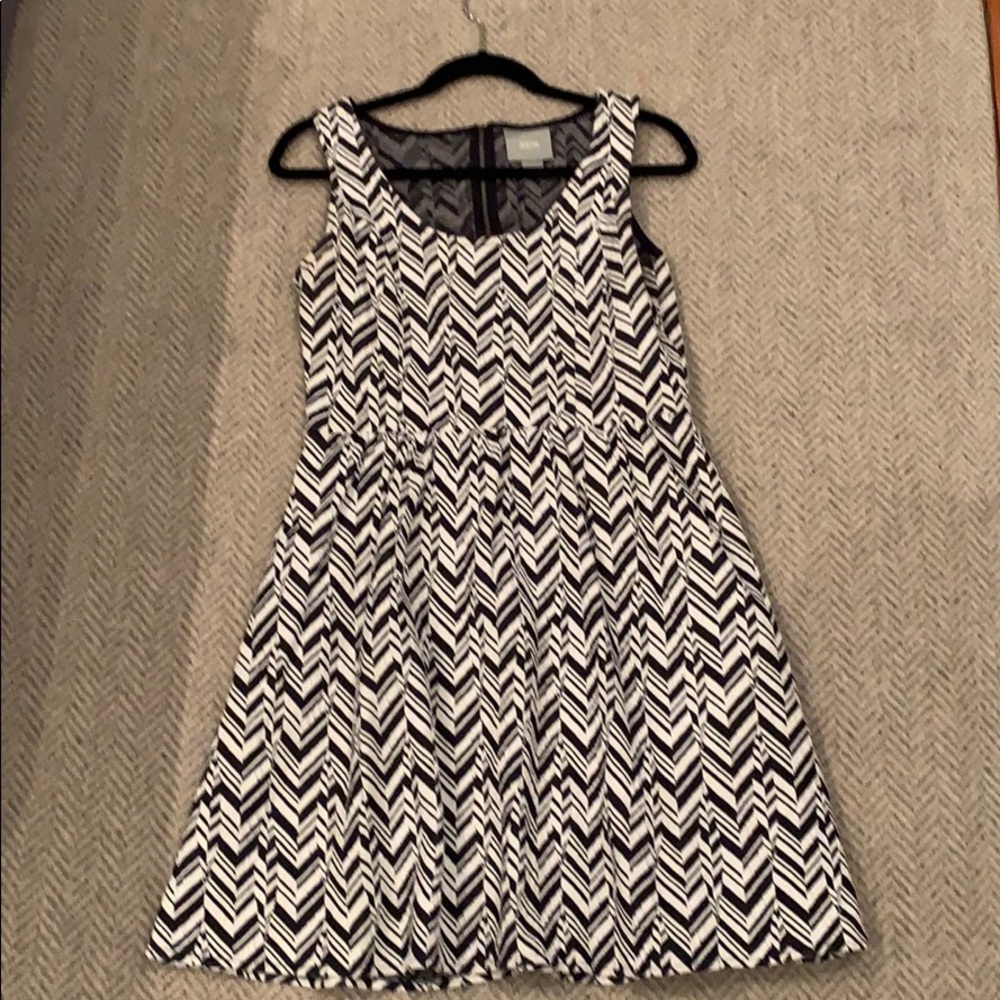Maeve Black and White Chevron Dress